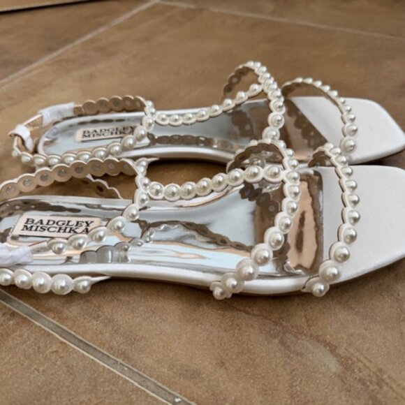 Badgley Mischka Cami Pearled Gladiator Flat Sandal - Picture 3 of 6